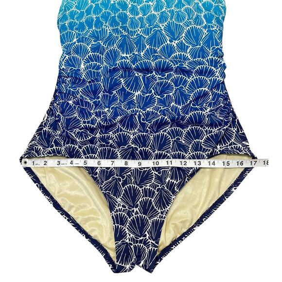 Miraclesuit x Talbots High Neck One Piece Swimsuit Ombré Shells Size 16 Pool NEW - Picture 11 of 13